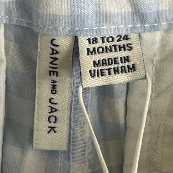 NWT Janie and Jack Shorts Boys 18-24M Blue 100% Cotton Gingham Preppy Classic - Picture 6 of 8